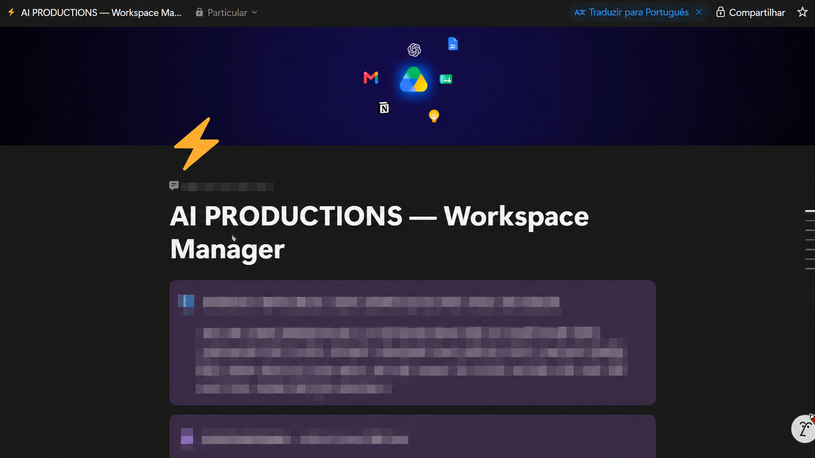 Redacted AI production workspace